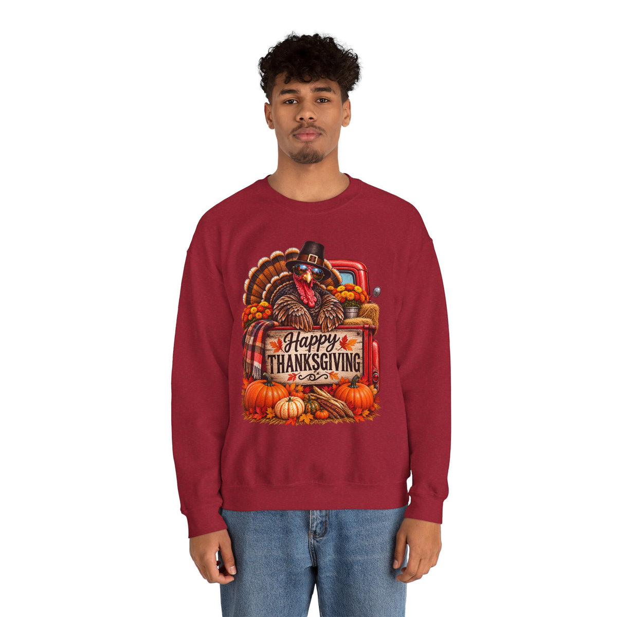 Happy Thanksgiving Turkey Sweatshirt — Fall Pumpkin Harvest Crewneck