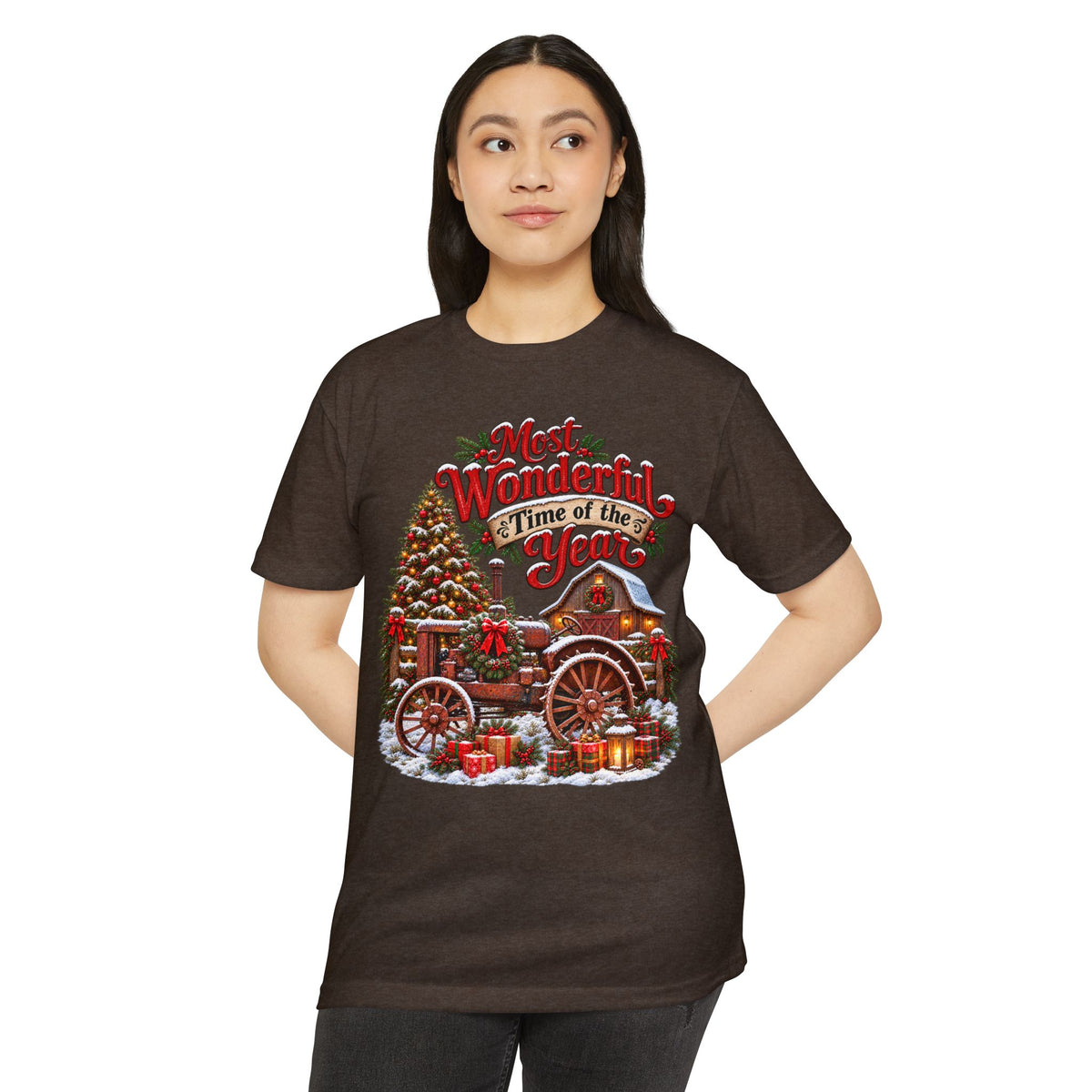 Most Wonderful Time of the Year Christmas T-Shirt | Vintage Holiday Wagon Design