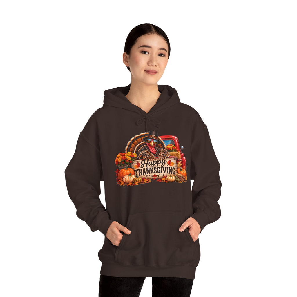 Thanksgiving Vintage Truck Hoodie – Happy Thanksgiving Fall Harvest Sweatshirt