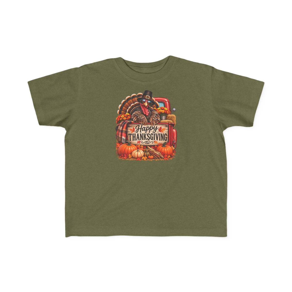 Toddler T-Shirt — 'Happy Thanksgiving' Turkey Truck Design