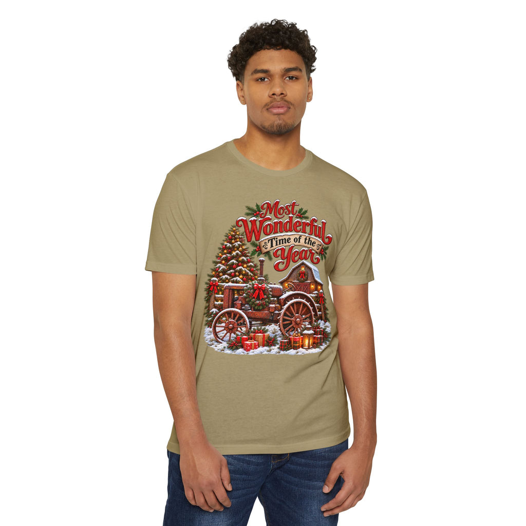 Most Wonderful Time of the Year Christmas T-Shirt | Vintage Holiday Wagon Design
