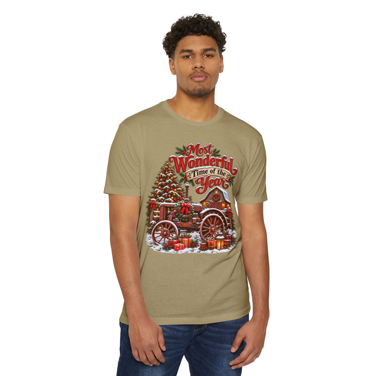 Most Wonderful Time of the Year Christmas T-Shirt | Vintage Holiday Wagon Design