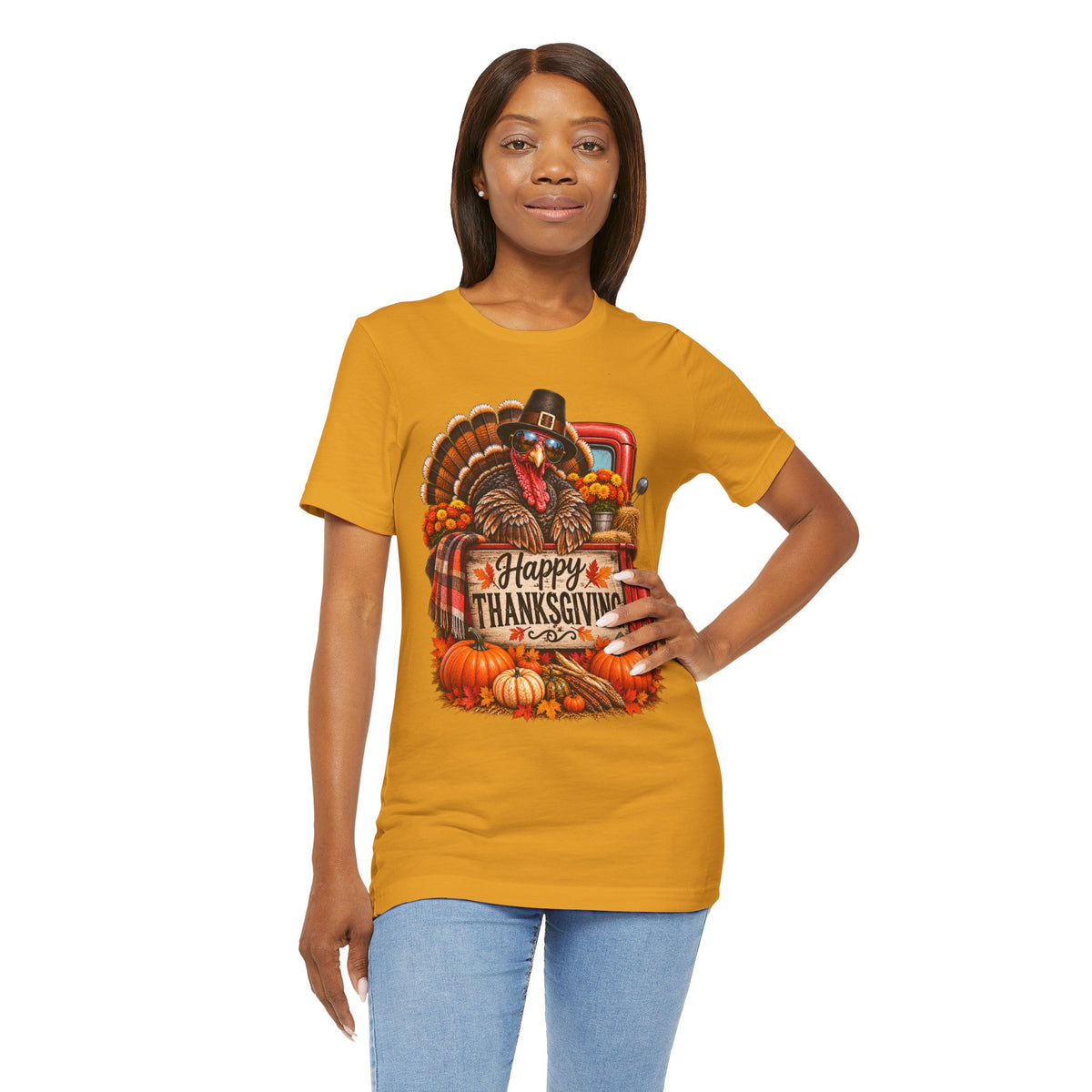 Thanksgiving Turkey T-Shirt – "Happy Thanksgiving" Fall Harvest Tee