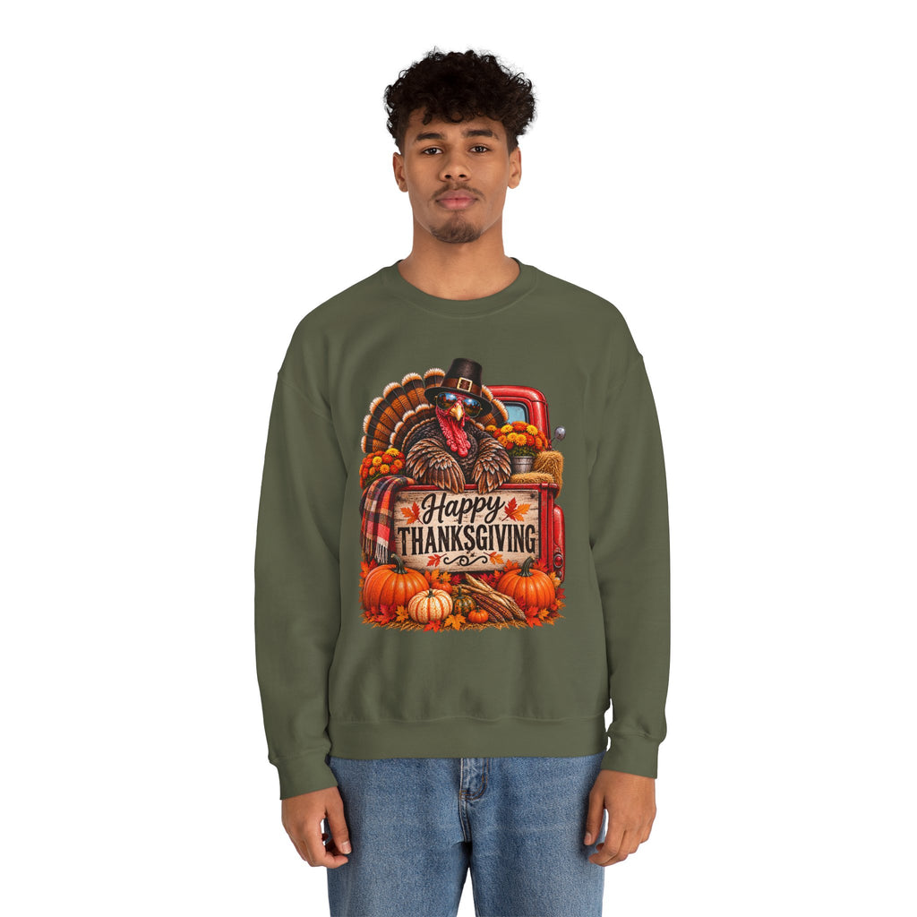 Happy Thanksgiving Turkey Sweatshirt — Fall Pumpkin Harvest Crewneck