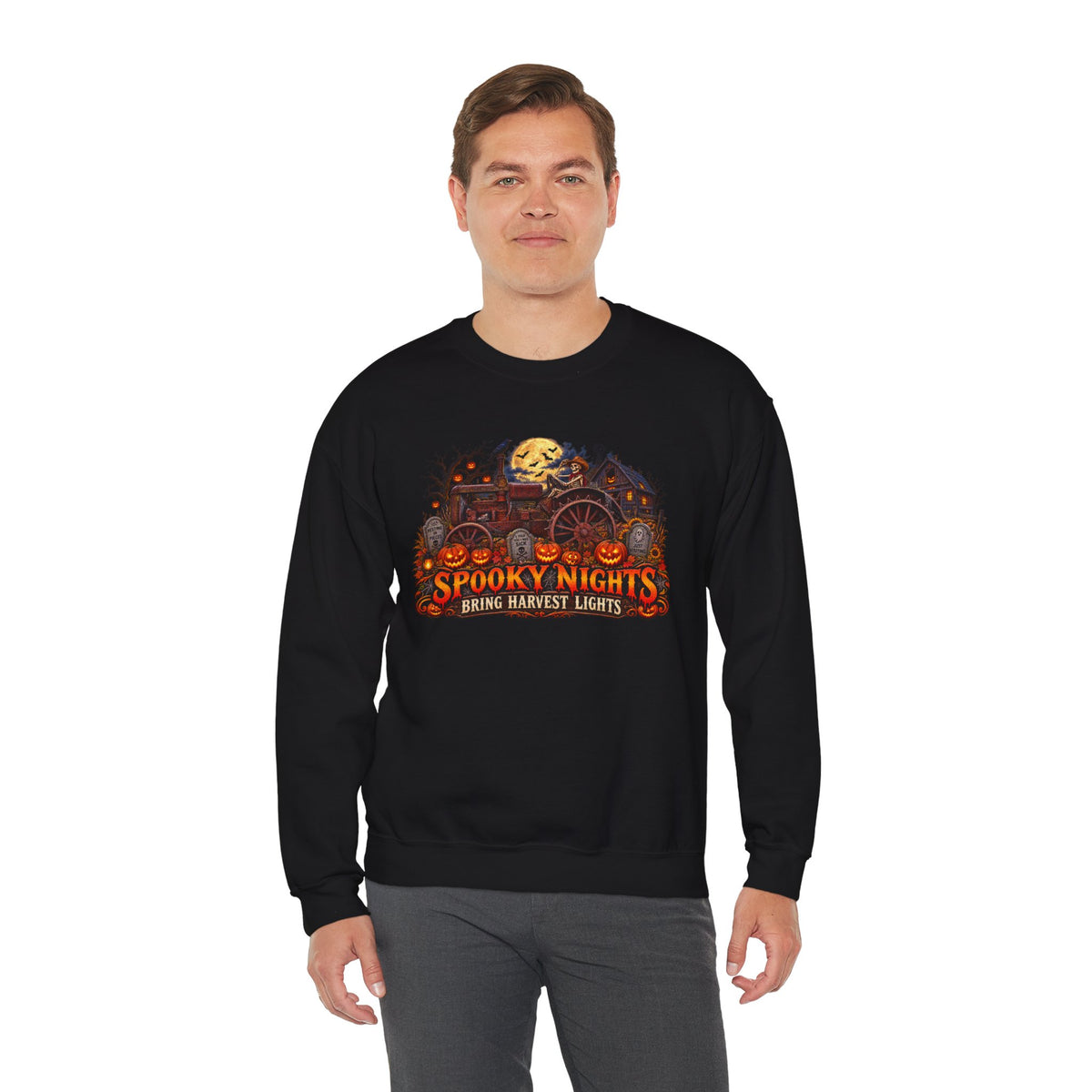Spooky Nights Harvest Lights sweatshirt | Halloween pumpkin moon crewneck