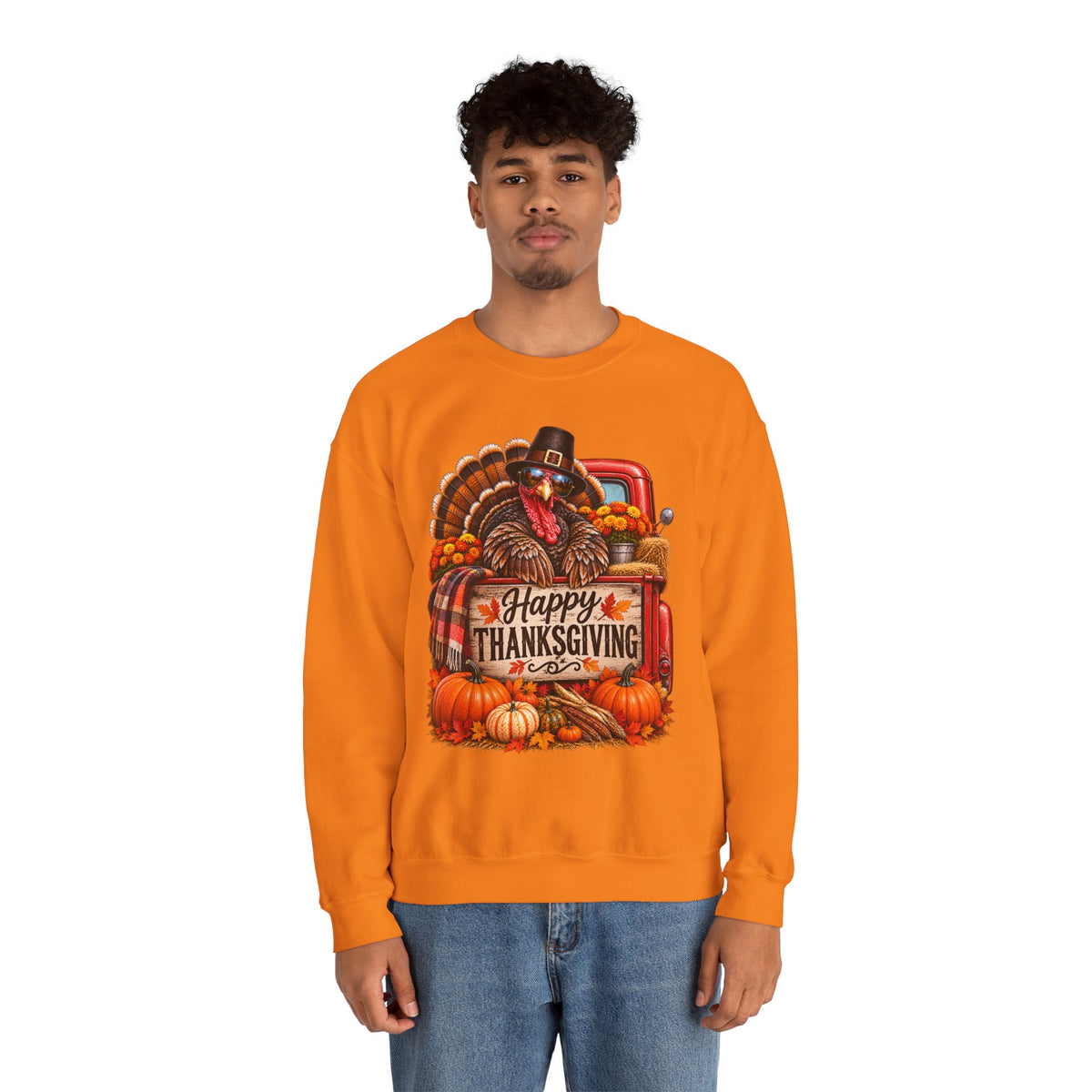 Happy Thanksgiving Turkey Sweatshirt — Fall Pumpkin Harvest Crewneck