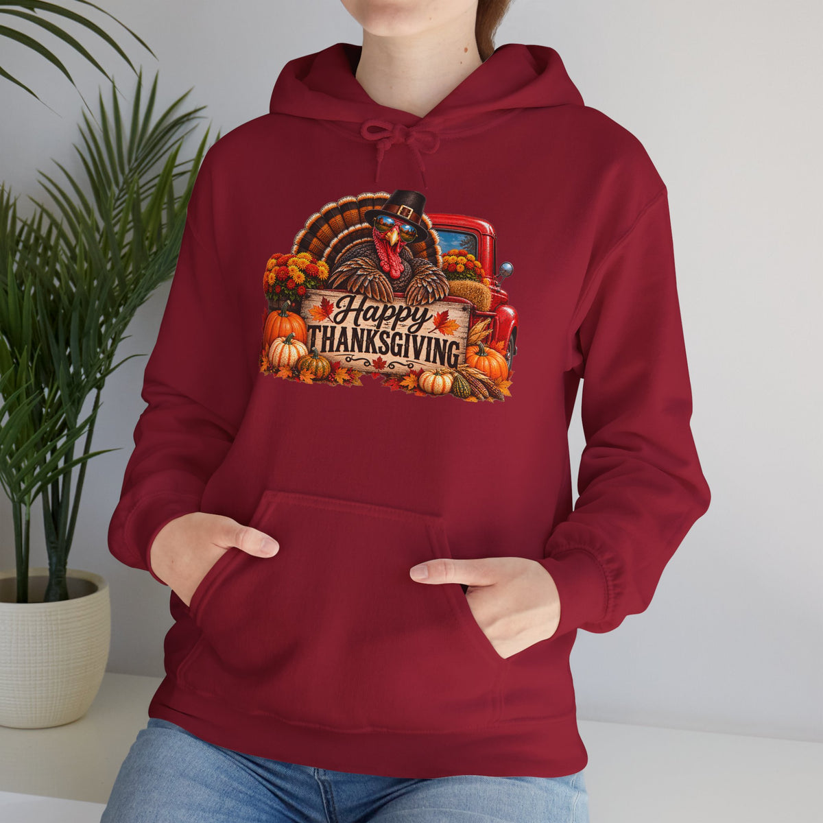 Thanksgiving Vintage Truck Hoodie – Happy Thanksgiving Fall Harvest Sweatshirt