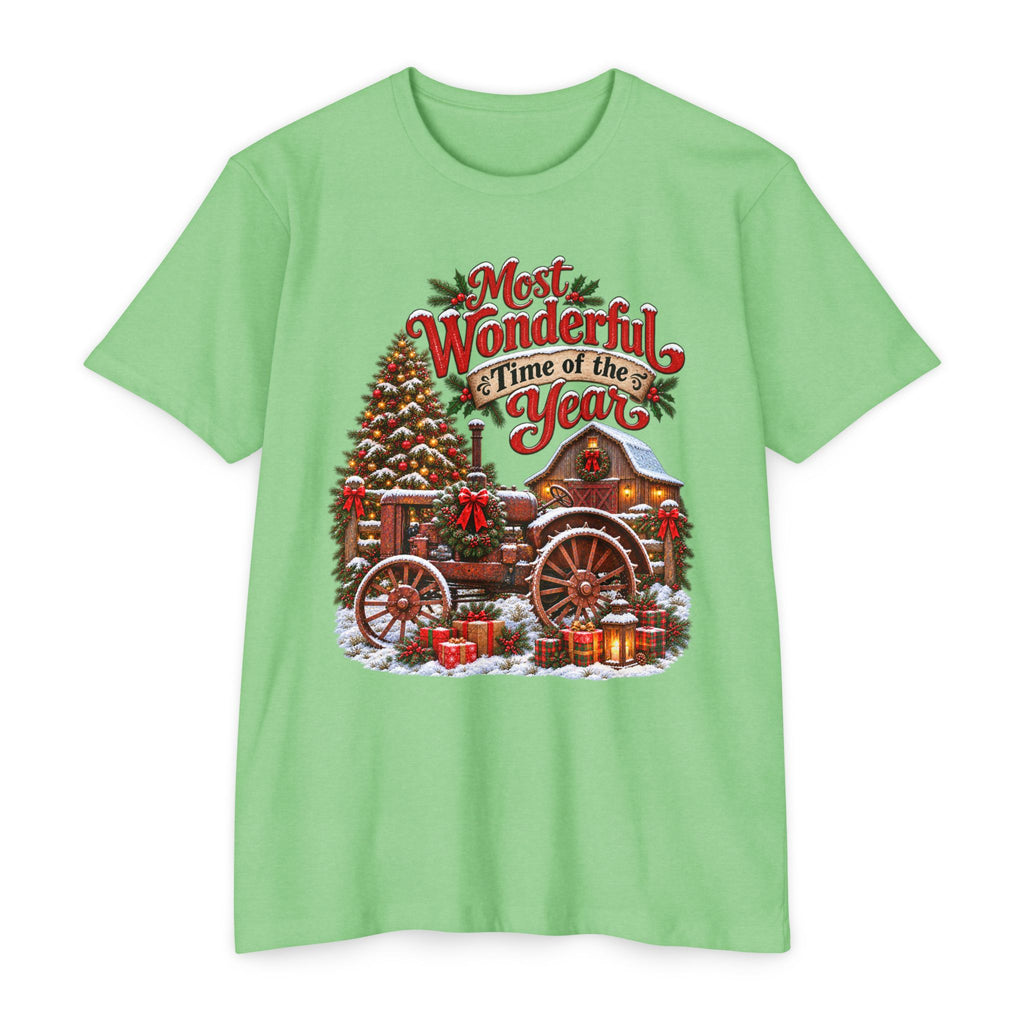 Most Wonderful Time of the Year Christmas T-Shirt | Vintage Holiday Wagon Design