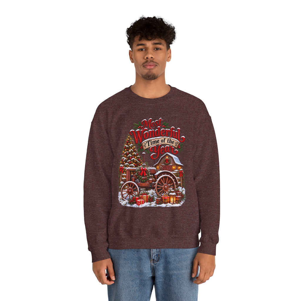 Most Wonderful Time of the Year Sweatshirt | Christmas Vintage Wagon Tree Design