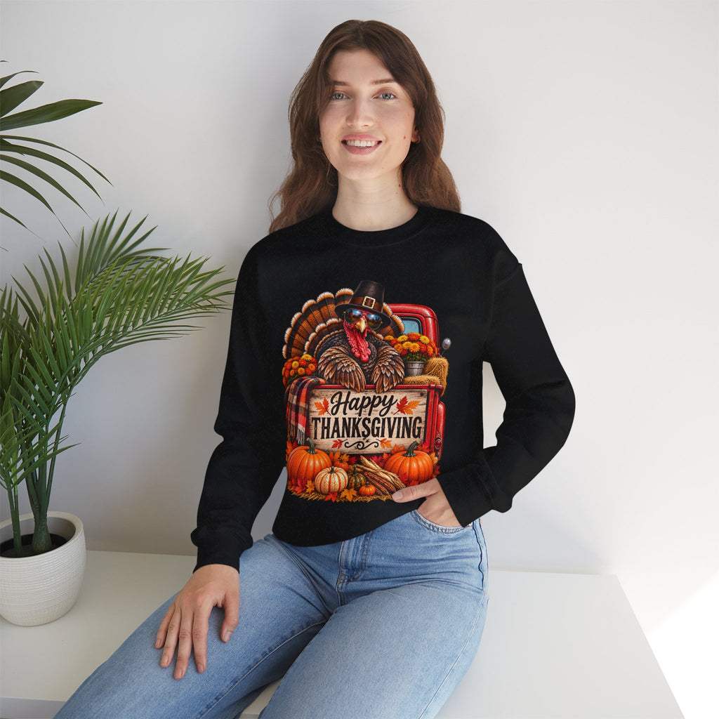 Happy Thanksgiving Turkey Sweatshirt — Fall Pumpkin Harvest Crewneck