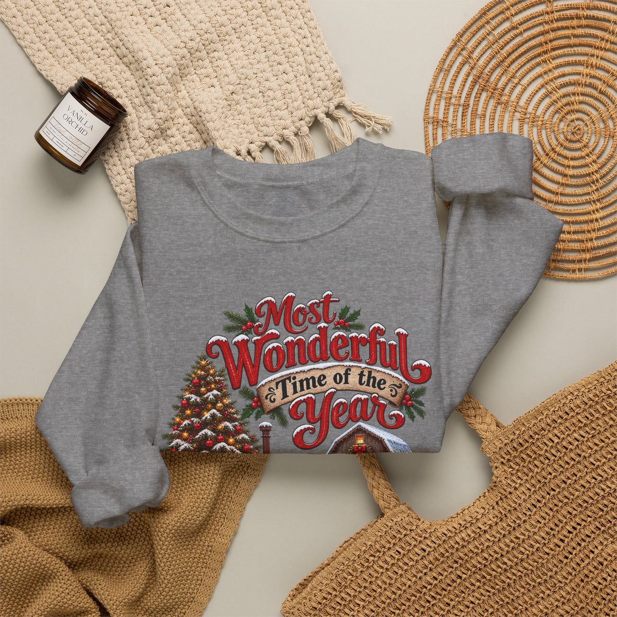 Most Wonderful Time of the Year Sweatshirt | Christmas Vintage Wagon Tree Design