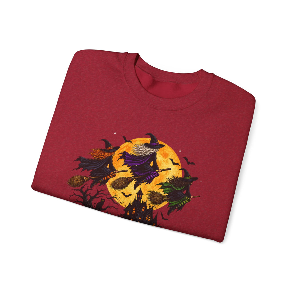 Witching You a Happy Halloween Crewneck Sweatshirt | Halloween Skull Moon Design