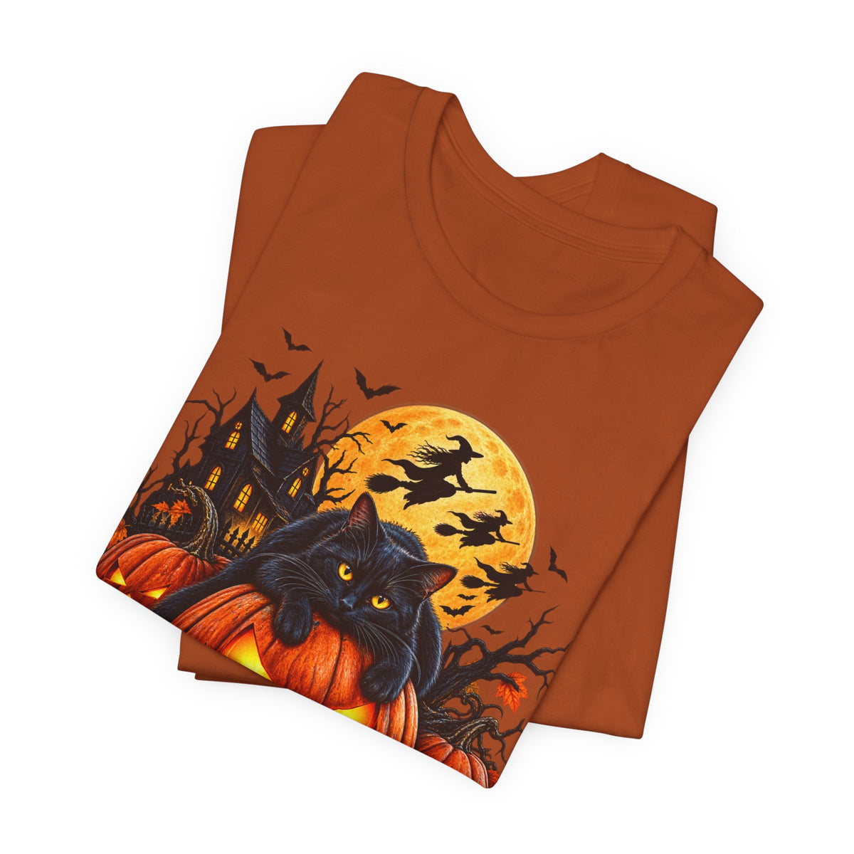 Trick or Treat Jack-O'-Lanterns Pumpkin Cat T-Shirt | Halloween Tee, Spooky Haunted Moon