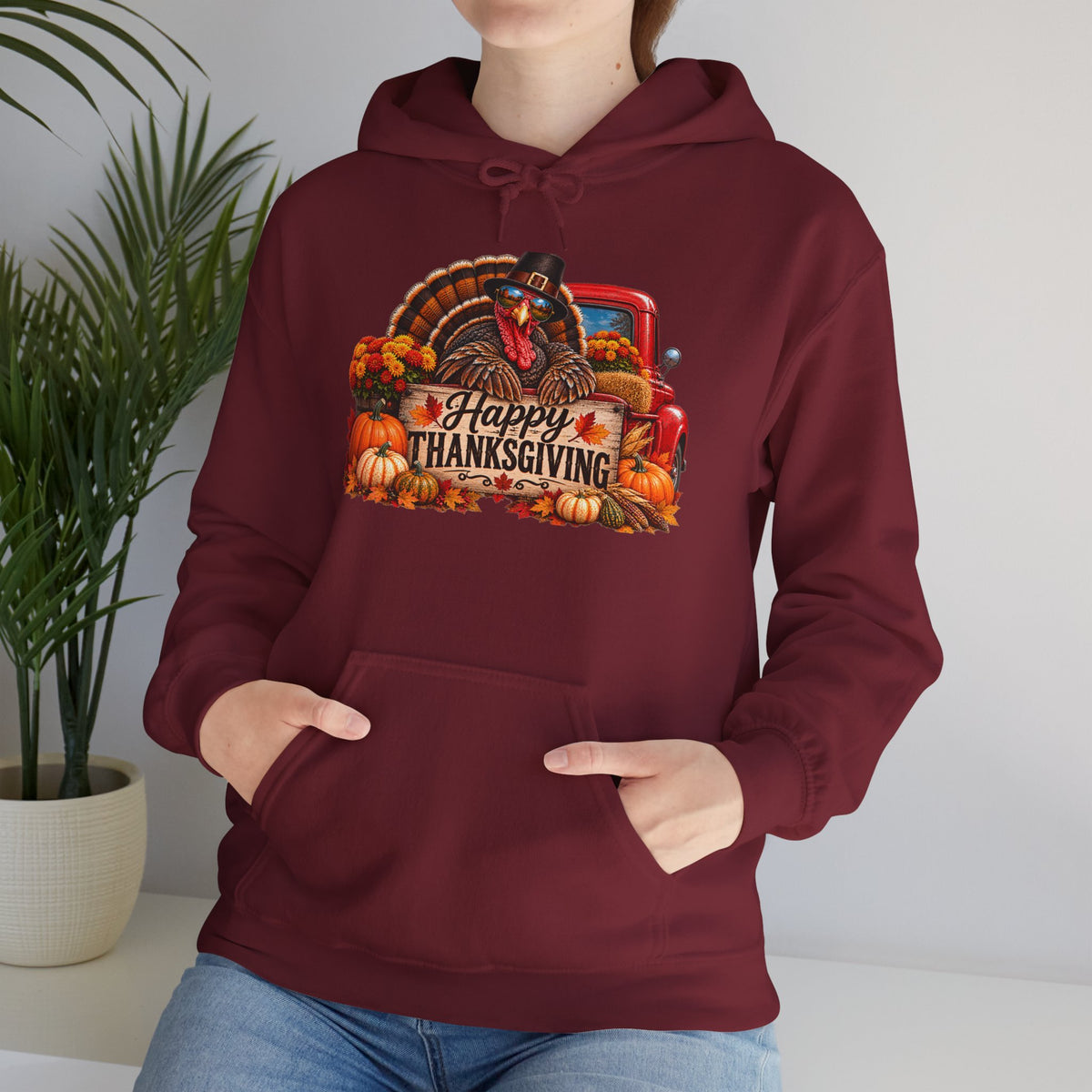 Thanksgiving Vintage Truck Hoodie – Happy Thanksgiving Fall Harvest Sweatshirt