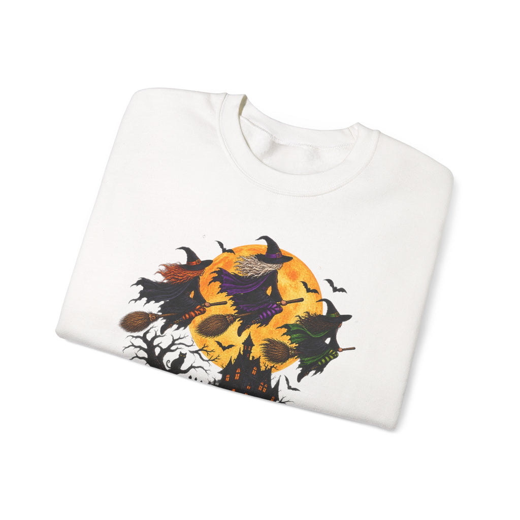 Witching You a Happy Halloween Crewneck Sweatshirt | Halloween Skull Moon Design