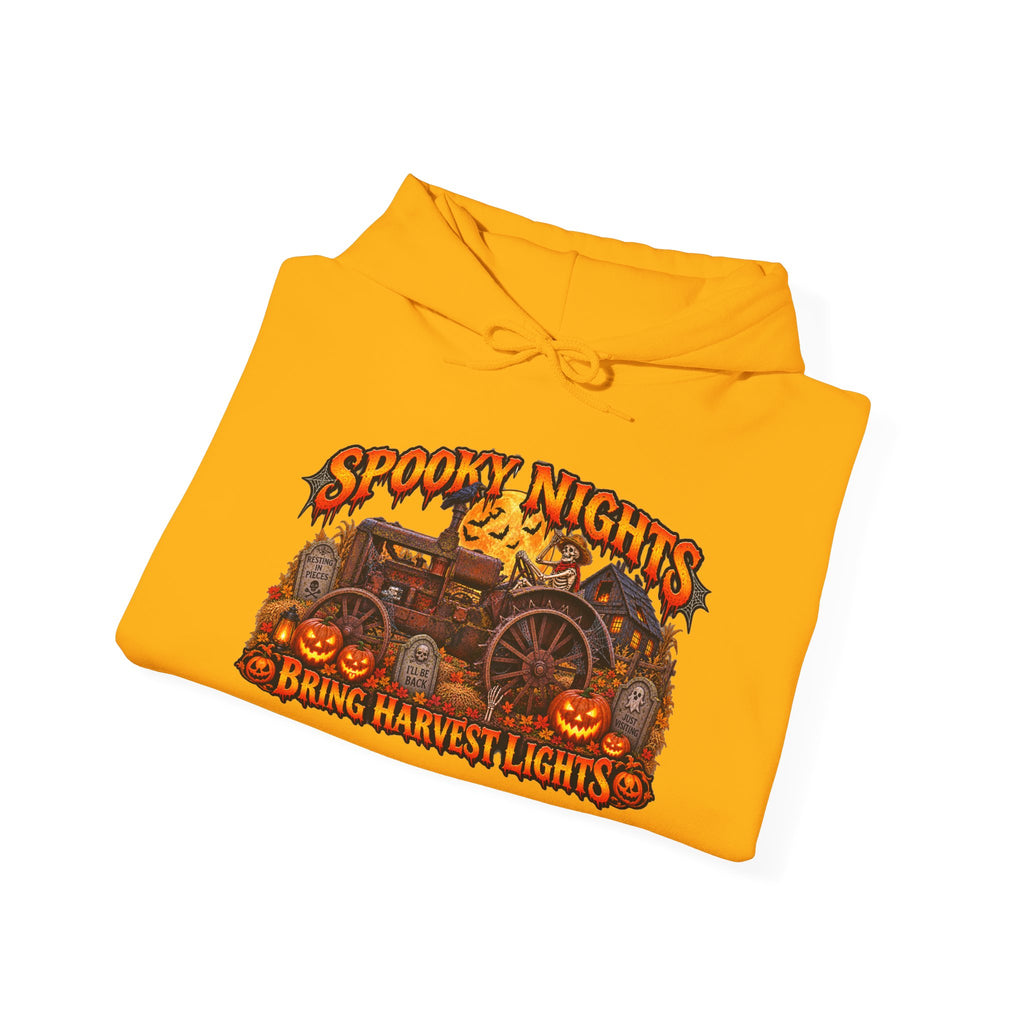 Spooky Nights Bring Harvest Lights Hoodie | Halloween Pumpkin Wagon Sweatshirt