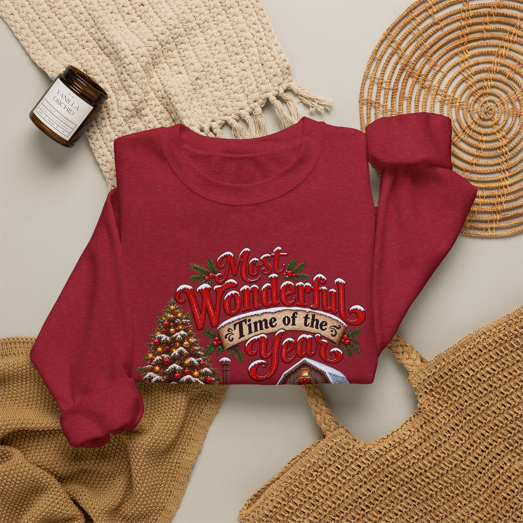Most Wonderful Time of the Year Sweatshirt | Christmas Vintage Wagon Tree Design
