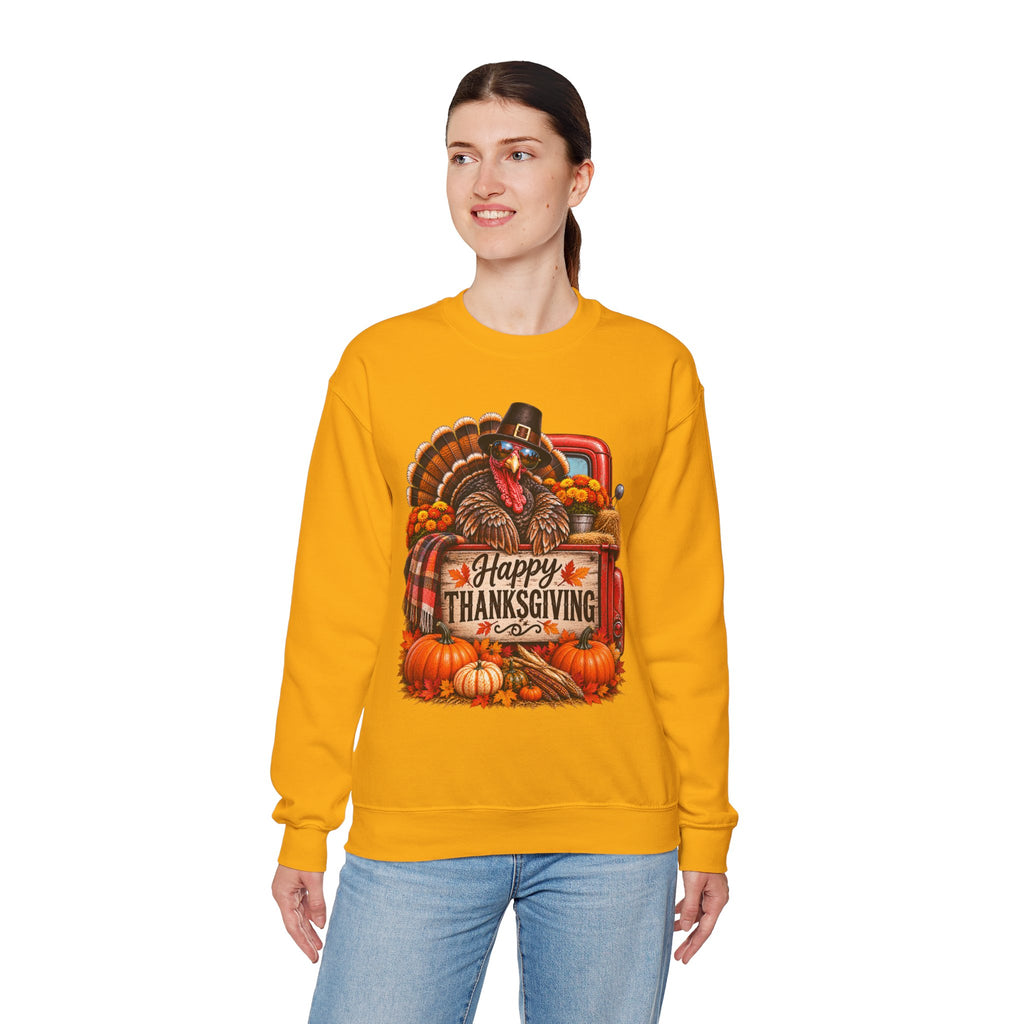 Happy Thanksgiving Turkey Sweatshirt — Fall Pumpkin Harvest Crewneck