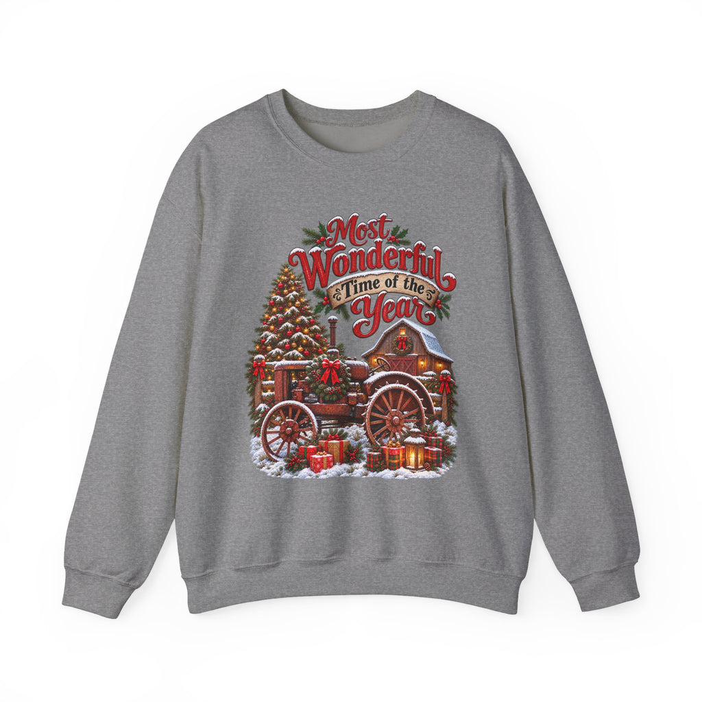 Most Wonderful Time of the Year Sweatshirt | Christmas Vintage Wagon Tree Design