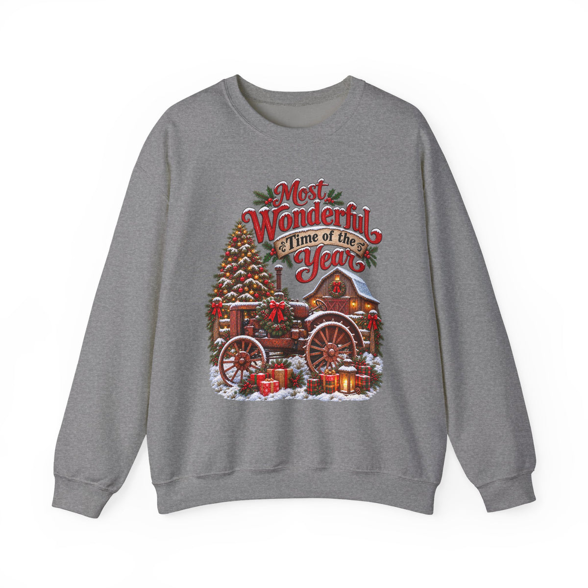 Most Wonderful Time of the Year Sweatshirt | Christmas Vintage Wagon Tree Design