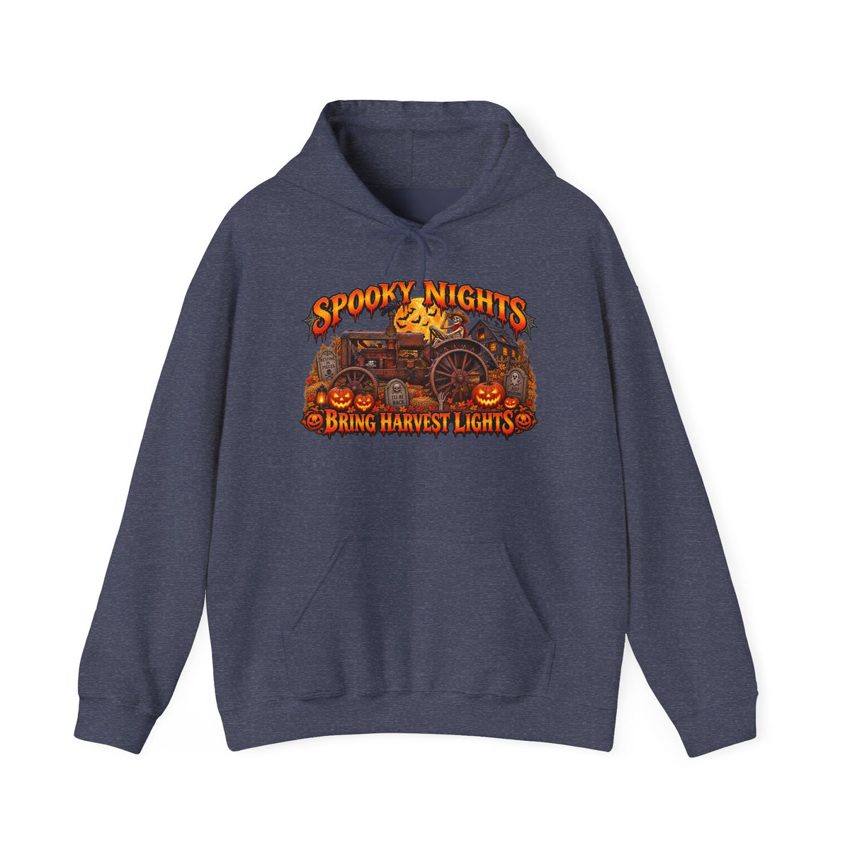 Spooky Nights Bring Harvest Lights Hoodie | Halloween Pumpkin Wagon Sweatshirt