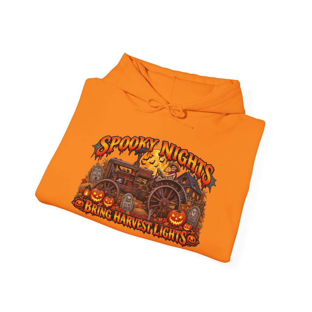Spooky Nights Bring Harvest Lights Hoodie | Halloween Pumpkin Wagon Sweatshirt