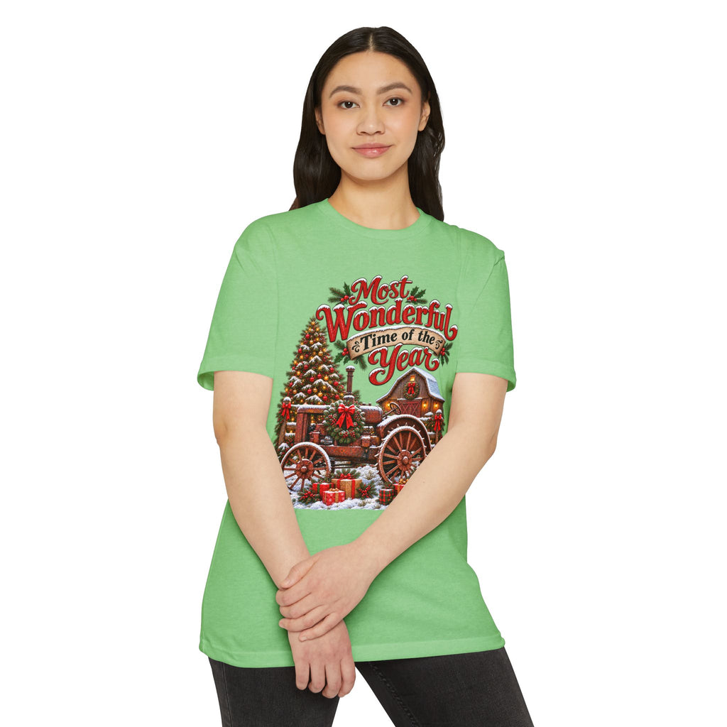 Most Wonderful Time of the Year Christmas T-Shirt | Vintage Holiday Wagon Design