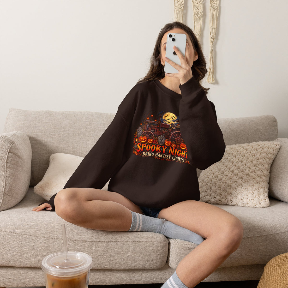 Spooky Nights Harvest Lights sweatshirt | Halloween pumpkin moon crewneck
