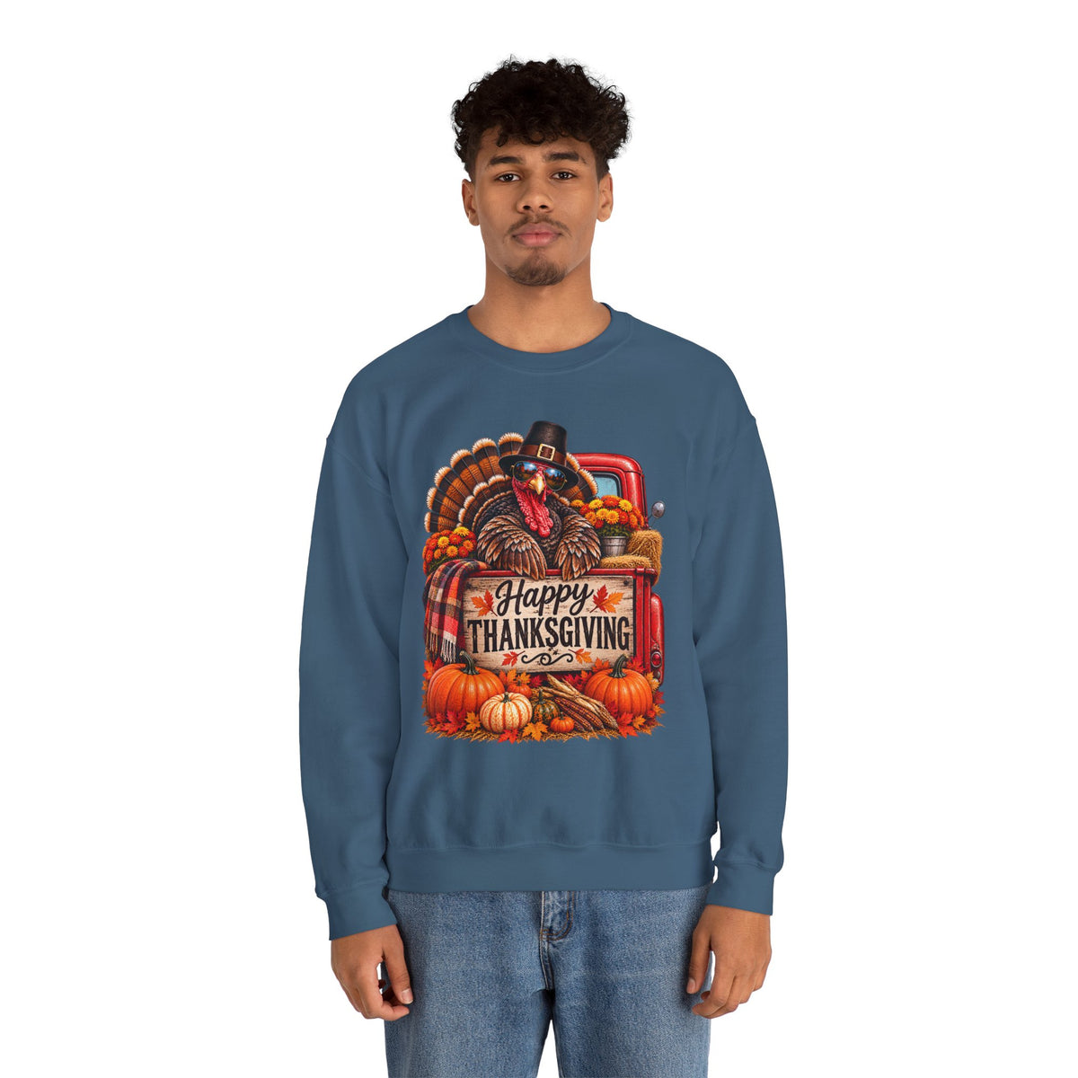 Happy Thanksgiving Turkey Sweatshirt — Fall Pumpkin Harvest Crewneck