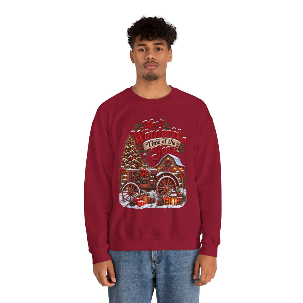 Most Wonderful Time of the Year Sweatshirt | Christmas Vintage Wagon Tree Design