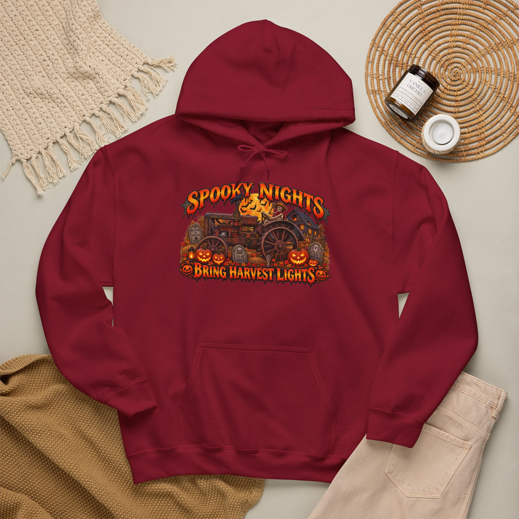 Spooky Nights Bring Harvest Lights Hoodie | Halloween Pumpkin Wagon Sweatshirt