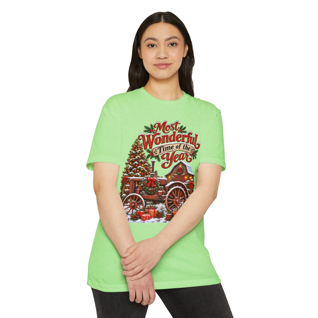 Most Wonderful Time of the Year Christmas T-Shirt | Vintage Holiday Wagon Design