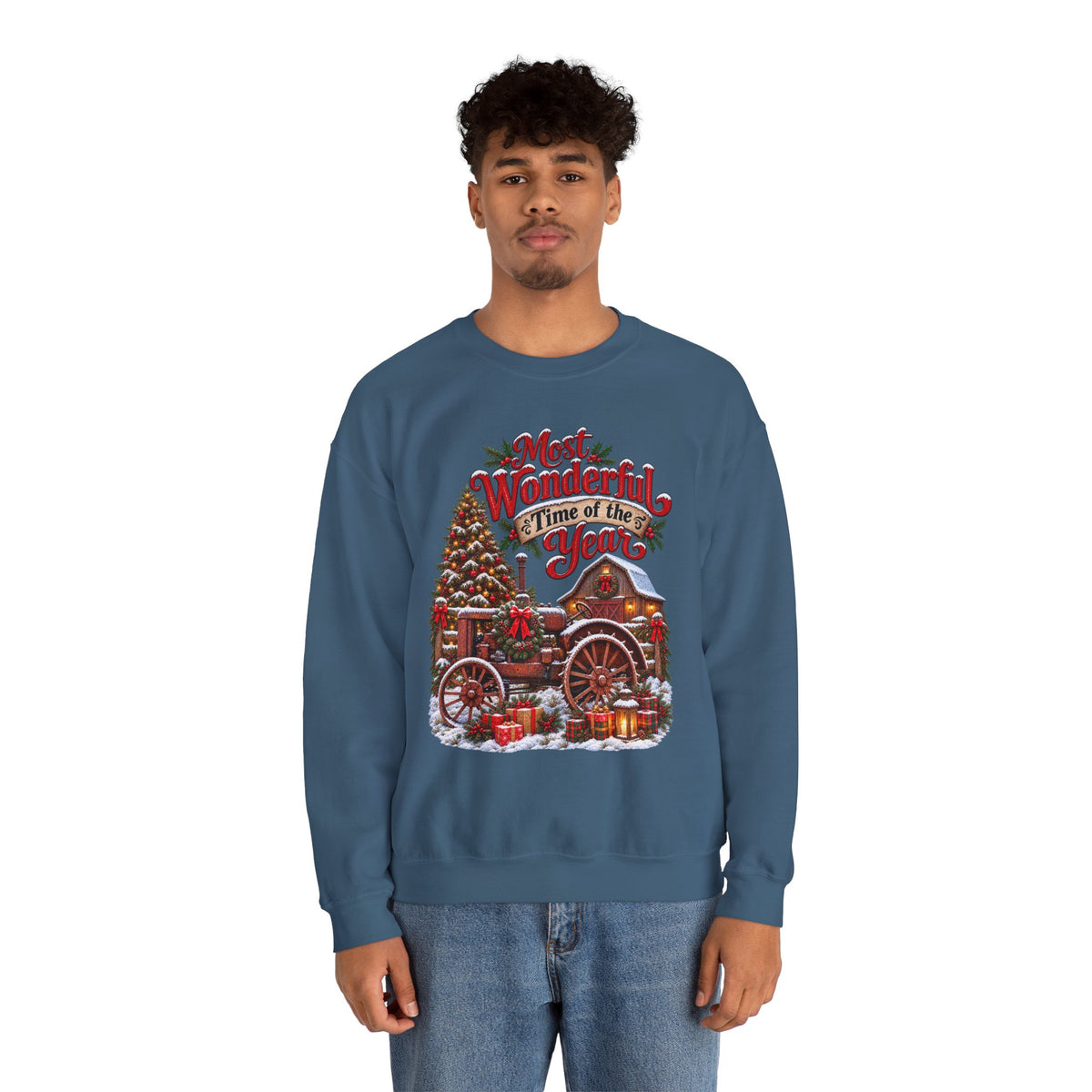 Most Wonderful Time of the Year Sweatshirt | Christmas Vintage Wagon Tree Design