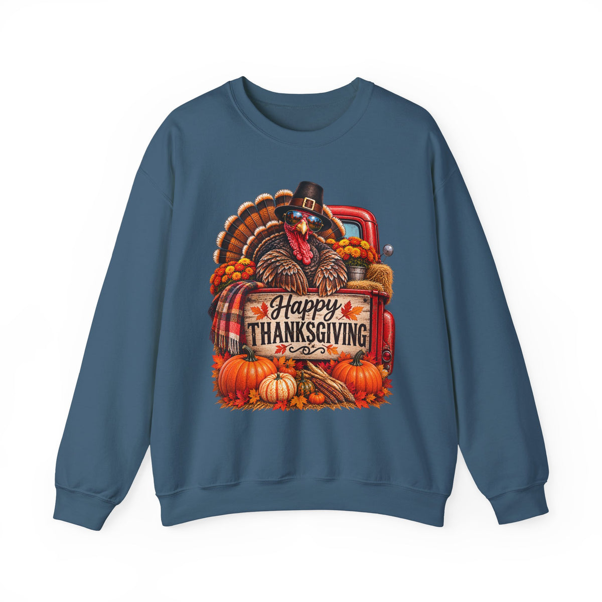Happy Thanksgiving Turkey Sweatshirt — Fall Pumpkin Harvest Crewneck