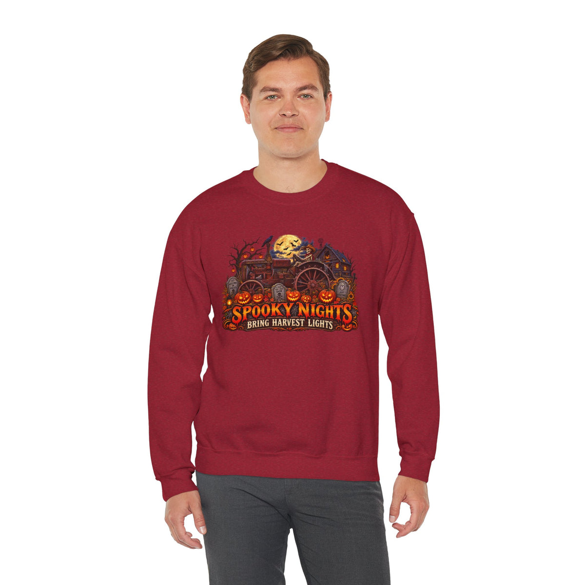 Spooky Nights Harvest Lights sweatshirt | Halloween pumpkin moon crewneck