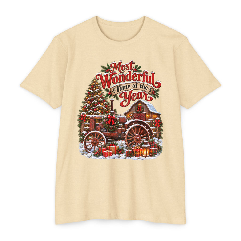 Most Wonderful Time of the Year Christmas T-Shirt | Vintage Holiday Wagon Design
