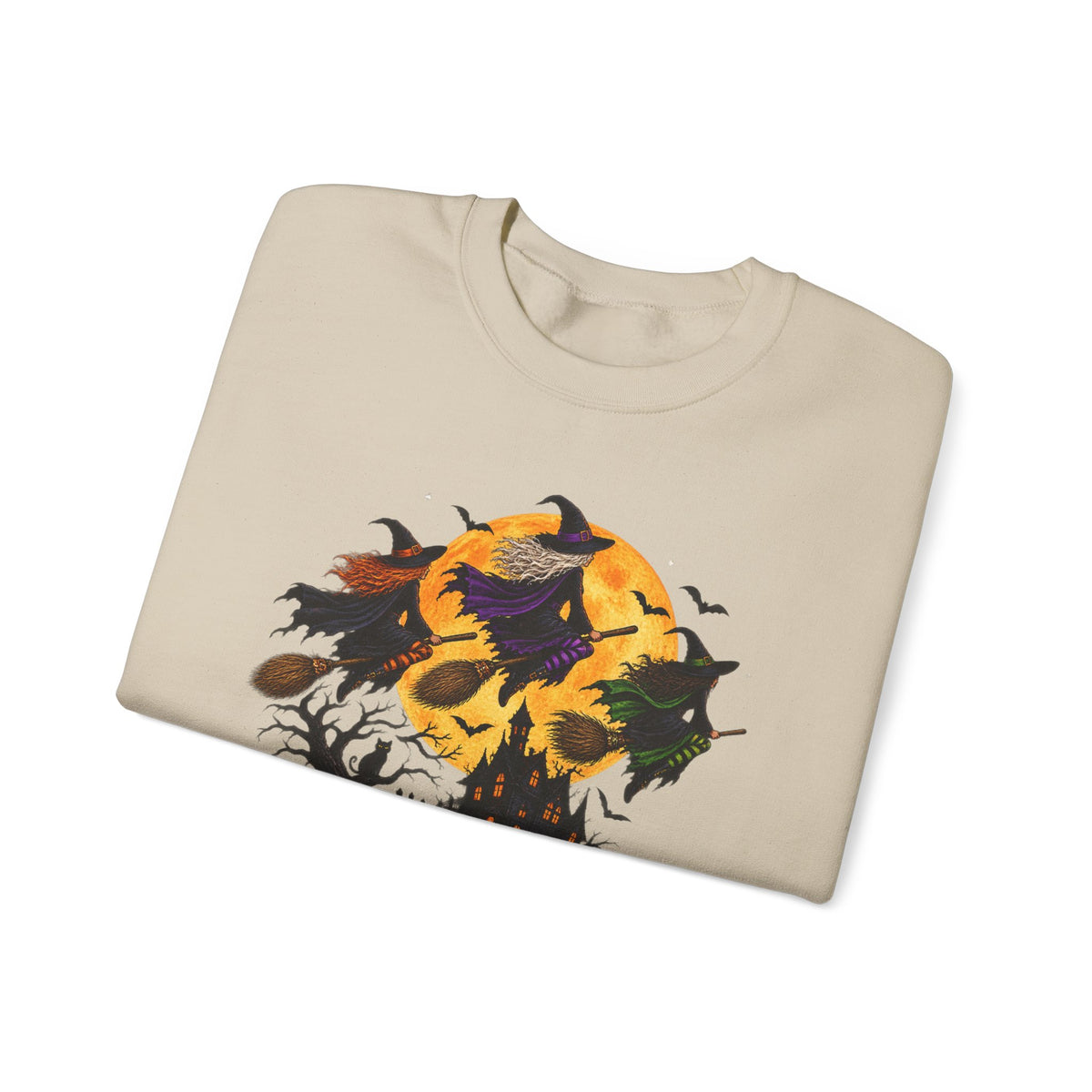 Witching You a Happy Halloween Crewneck Sweatshirt | Halloween Skull Moon Design