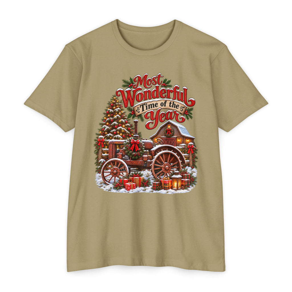 Most Wonderful Time of the Year Christmas T-Shirt | Vintage Holiday Wagon Design