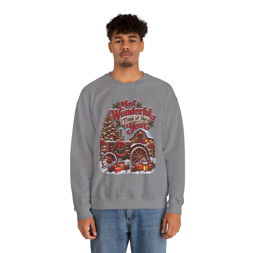 Most Wonderful Time of the Year Sweatshirt | Christmas Vintage Wagon Tree Design