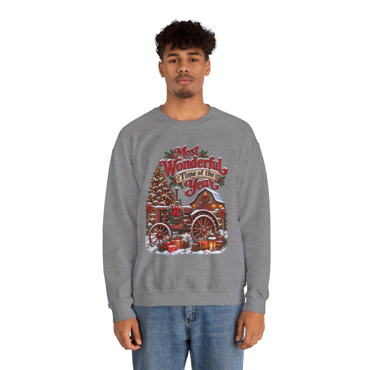 Most Wonderful Time of the Year Sweatshirt | Christmas Vintage Wagon Tree Design