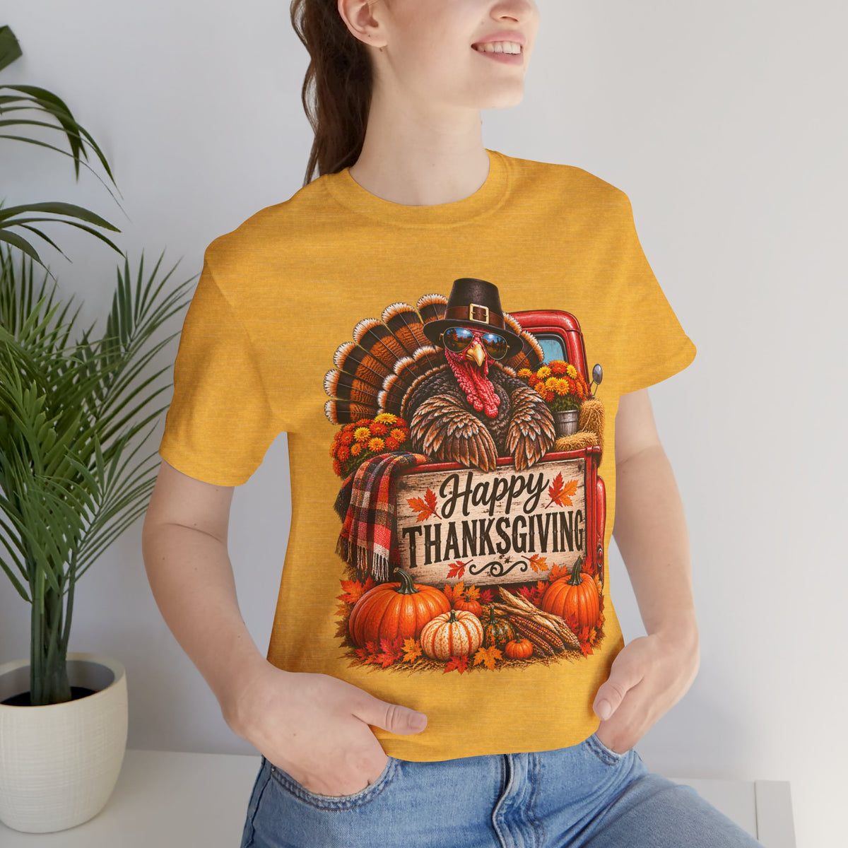 Thanksgiving Turkey T-Shirt – "Happy Thanksgiving" Fall Harvest Tee