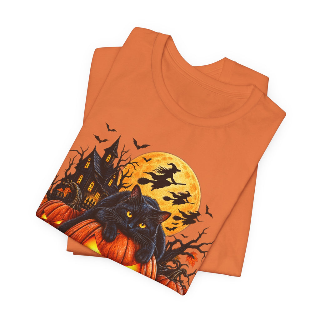Trick or Treat Jack-O'-Lanterns Pumpkin Cat T-Shirt | Halloween Tee, Spooky Haunted Moon