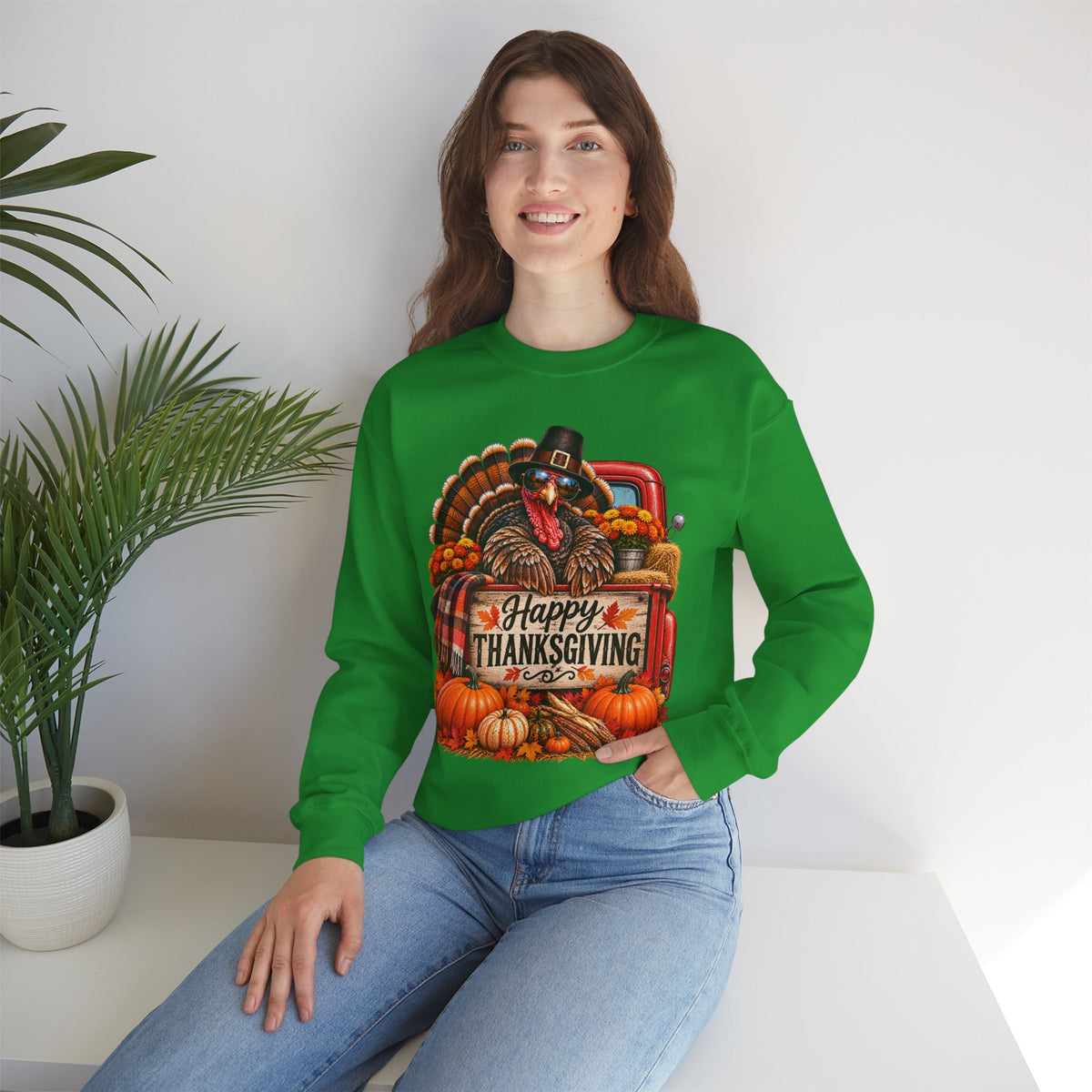 Happy Thanksgiving Turkey Sweatshirt — Fall Pumpkin Harvest Crewneck