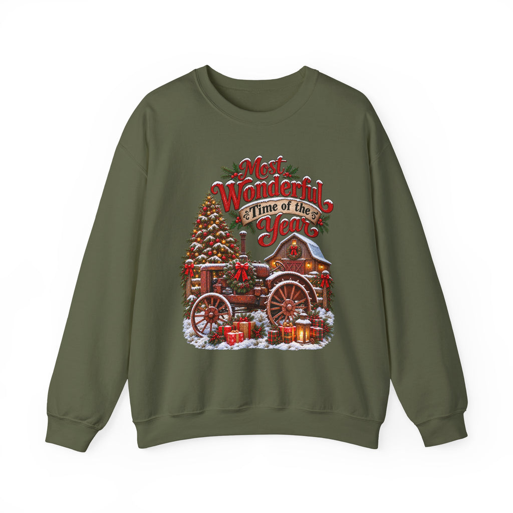 Most Wonderful Time of the Year Sweatshirt | Christmas Vintage Wagon Tree Design