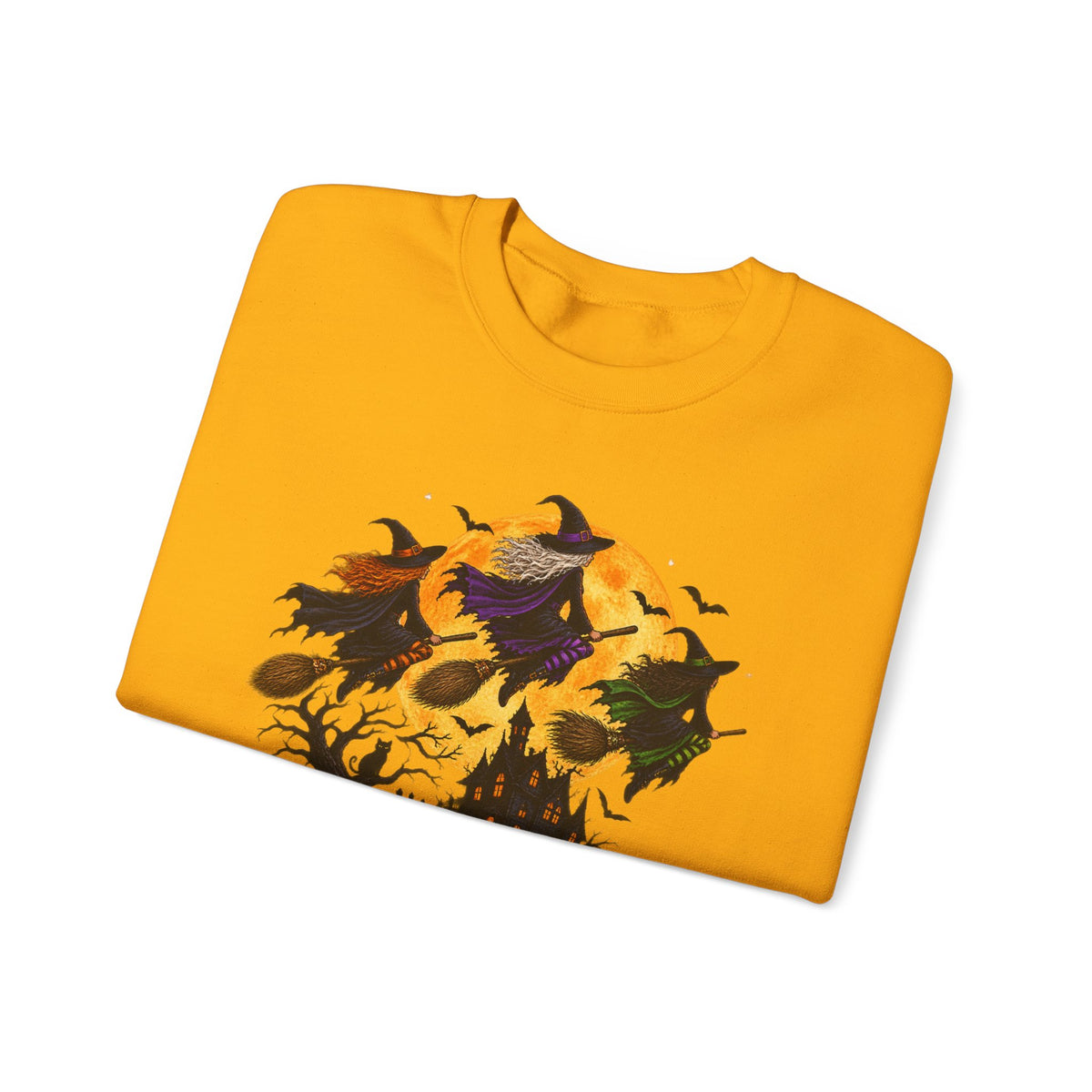 Witching You a Happy Halloween Crewneck Sweatshirt | Halloween Skull Moon Design