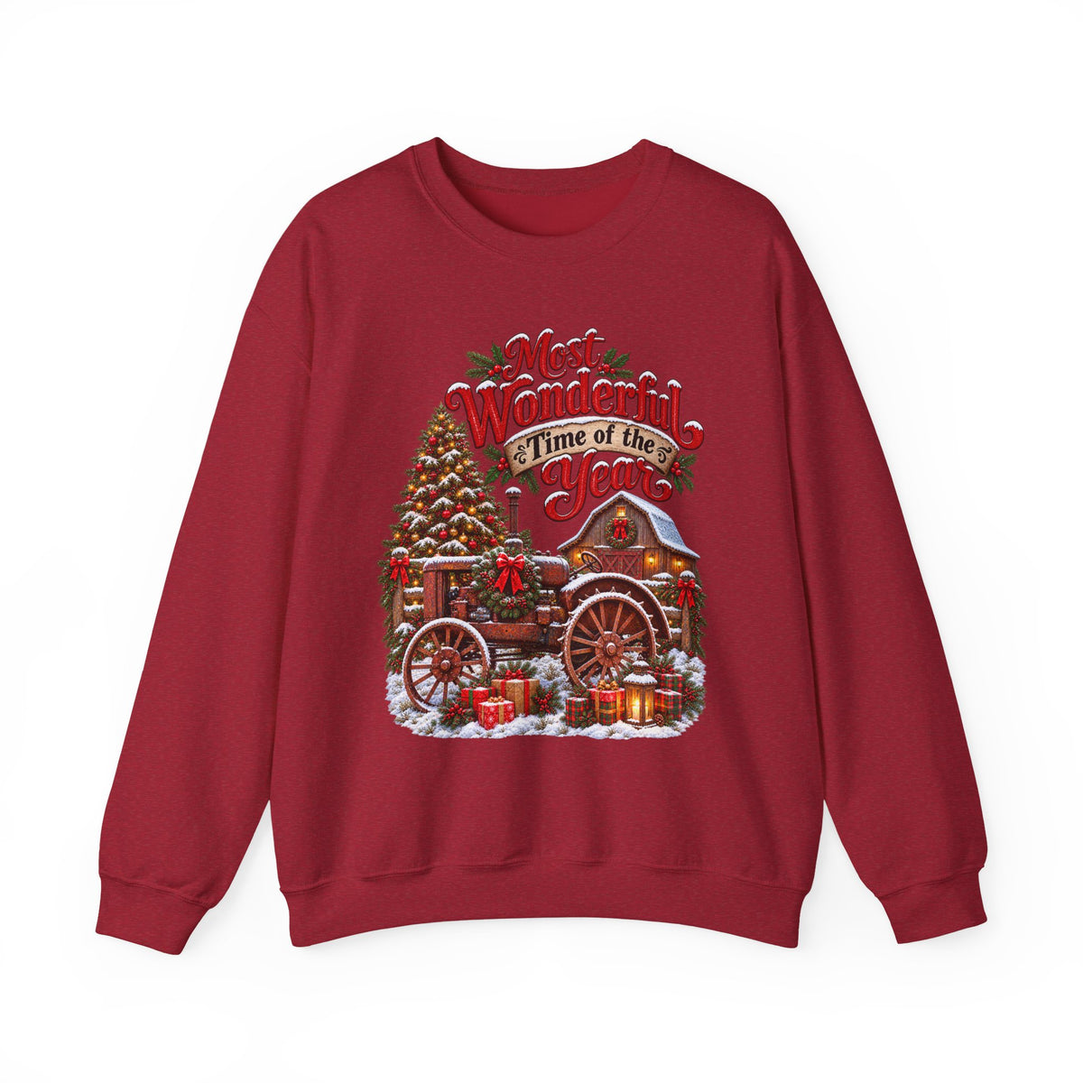 Most Wonderful Time of the Year Sweatshirt | Christmas Vintage Wagon Tree Design