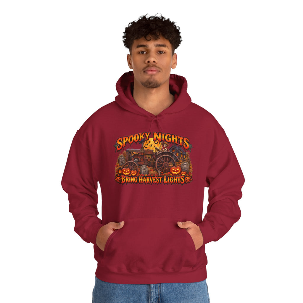 Spooky Nights Bring Harvest Lights Hoodie | Halloween Pumpkin Wagon Sweatshirt