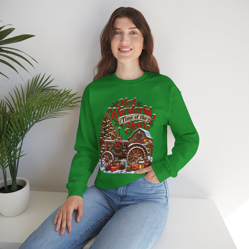 Most Wonderful Time of the Year Sweatshirt | Christmas Vintage Wagon Tree Design