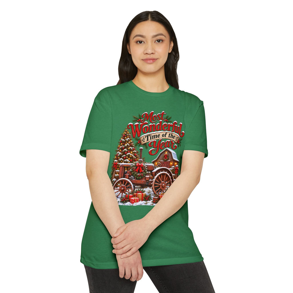 Most Wonderful Time of the Year Christmas T-Shirt | Vintage Holiday Wagon Design