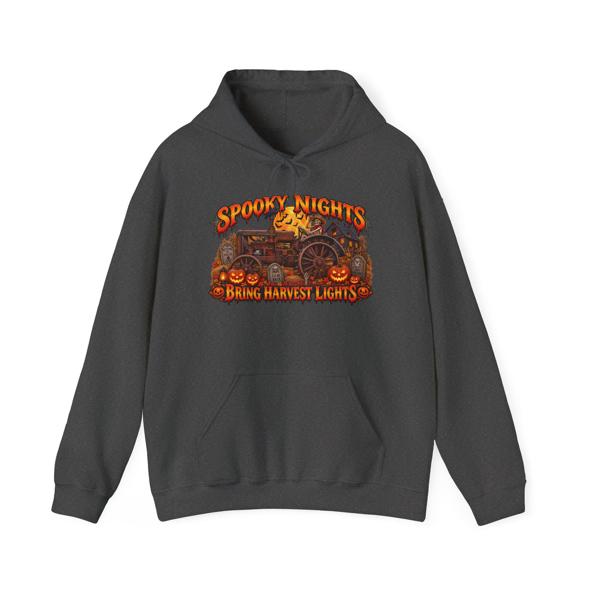 Spooky Nights Bring Harvest Lights Hoodie | Halloween Pumpkin Wagon Sweatshirt